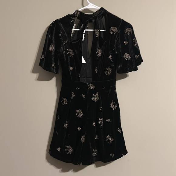 Black Velvet Embroidered Romper XS - Picture 7 of 11